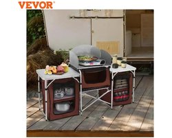Momentum® Opvouwbare BBQ Kooktafel met Opbergrek Zwart - Lichtgewicht Aluminium Camping Kast