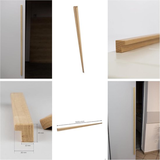 WYSKONT meubelgrepen - BATO 6 stuks 36,5 cm - meubelknoppen hout eiken - houten decoratie - handgrepen voor keukenkasten - knoppen voor kasten