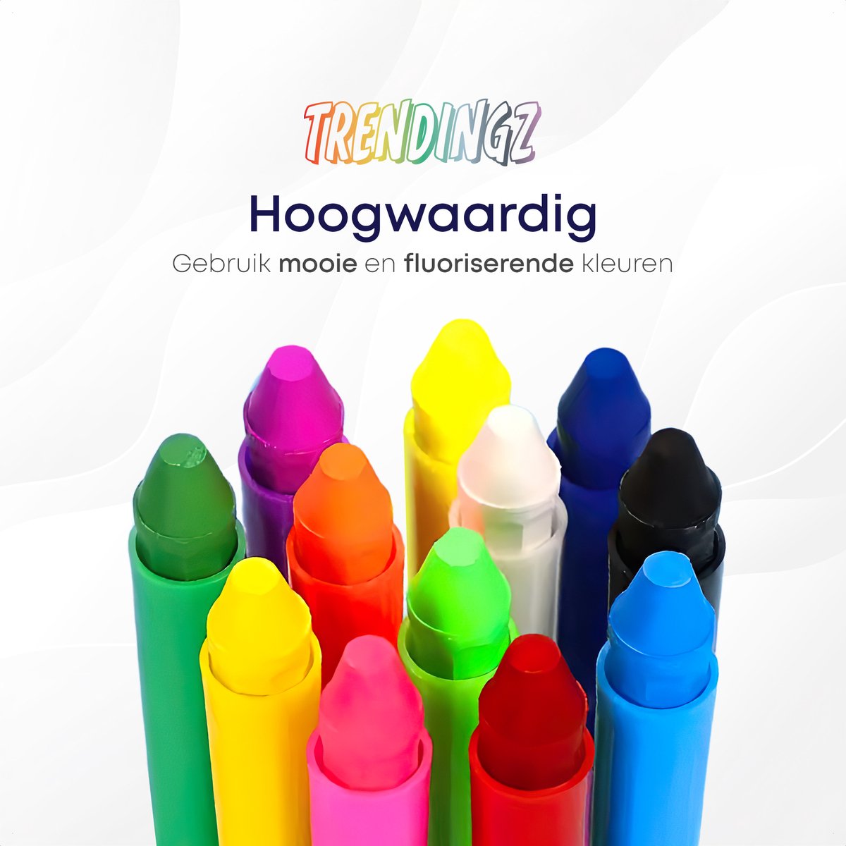 TrenDingz® Schminkstiften - Schmink Set Krijtjes - 12 Stuks Kleuren - Fluoriserend - Glow-In-The-Dark — afbeelding 7