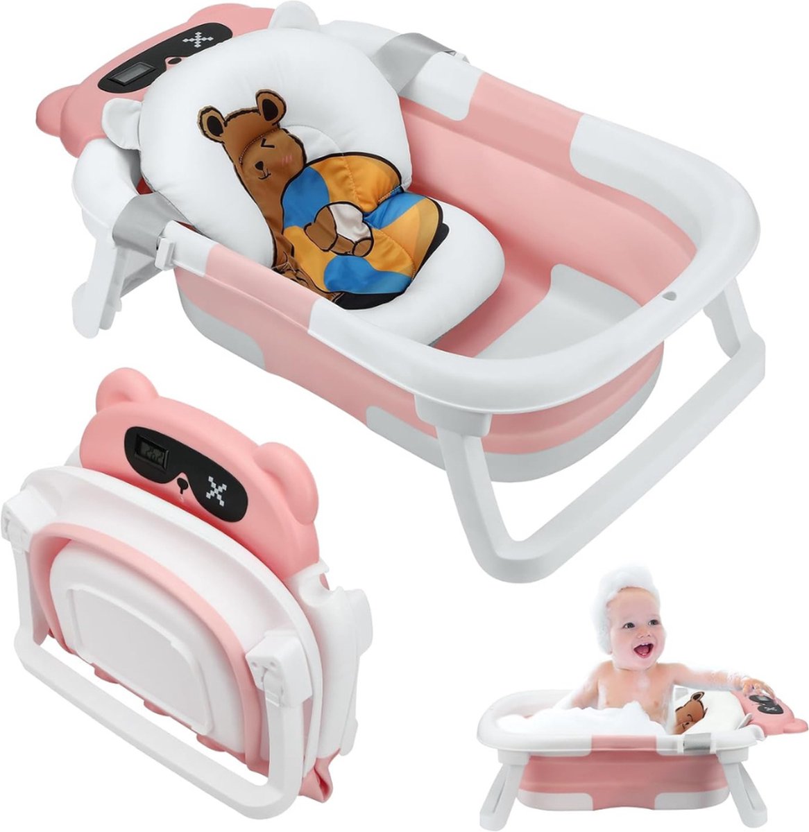 Goedkoopste Goodivery - Babybadje met standaard -babybad -luma bad - luma bad- en verzorgingsset - 44x 31x 20 cm - Roze
