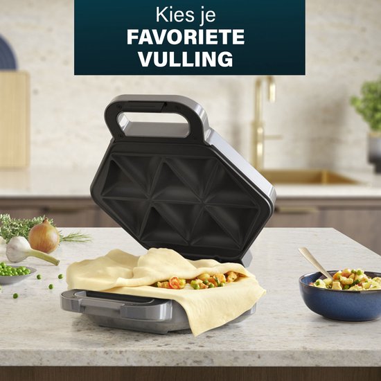 Princess Samosa en Snackmaker - Bladerdeeghapjes - Empanada - Appelflappen - 10 hapjes - 700 Watt - Grijs -123002 van Princess — afbeelding 3