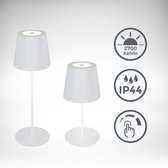 B.K.Licht - Oplaadbare Tafellamp - IP44 - draadloos - met batterij - dimbaar - buitenlamp - camptinglamp - 31 x 10.5cm - wit