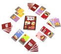 Het kaartspel Sushi Go! met de doos in het midden en kaarten verspreid in een cirkel.