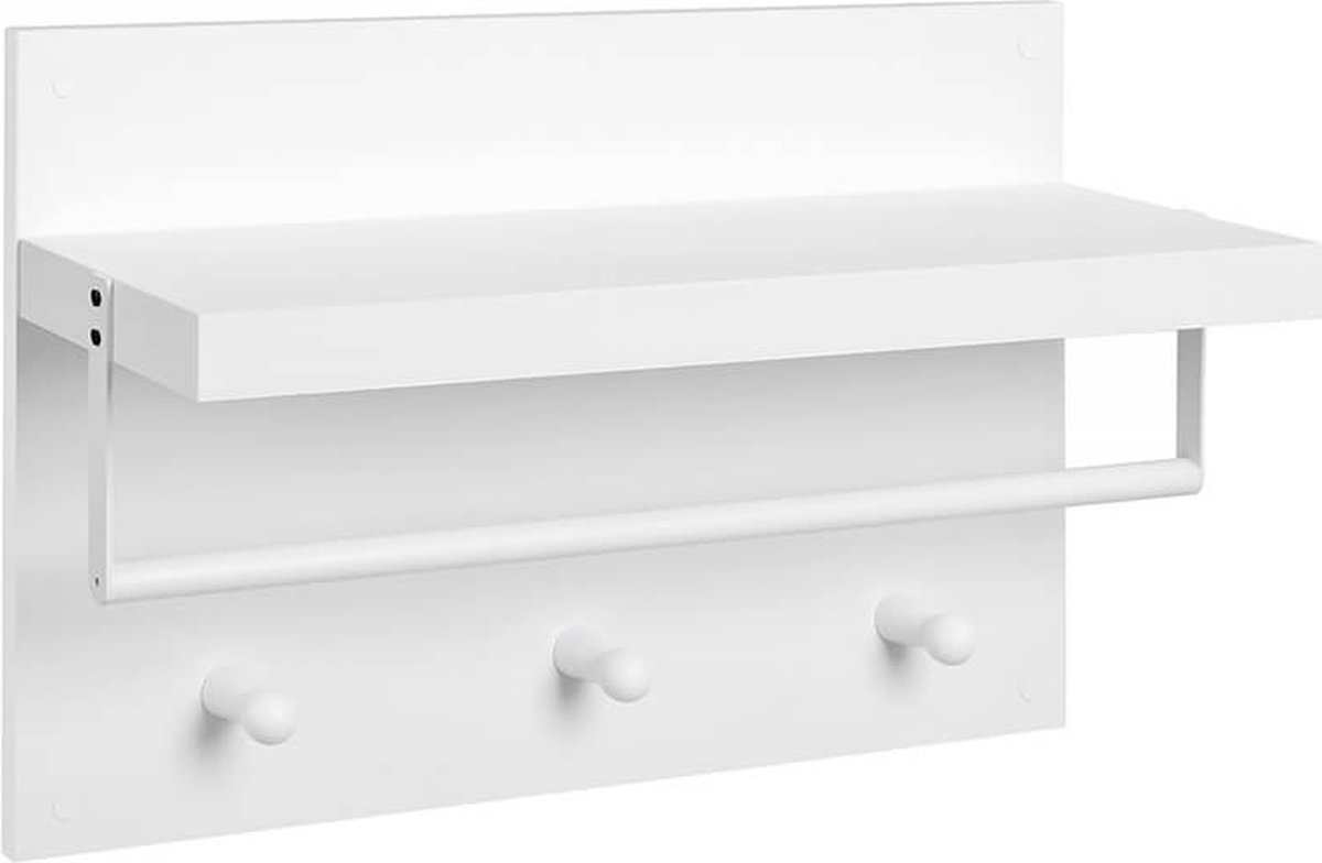 MIRA Home - Wandkapstok - Kapstok - Wit - metaal - Spaanplaat - 21.5x60x40