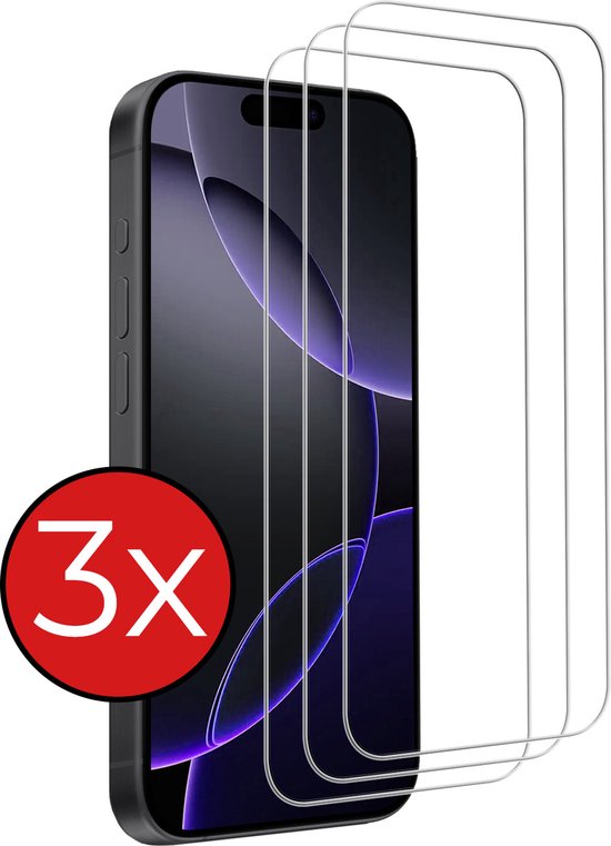Screenprotector Geschikt voor iPhone 16 Pro Screenprotector Glas Gehard Met Dichte Notch - Screenprotector Geschikt voor iPhone 16 Pro Screen Protector Glas Tempered Glass - 3 PACK
