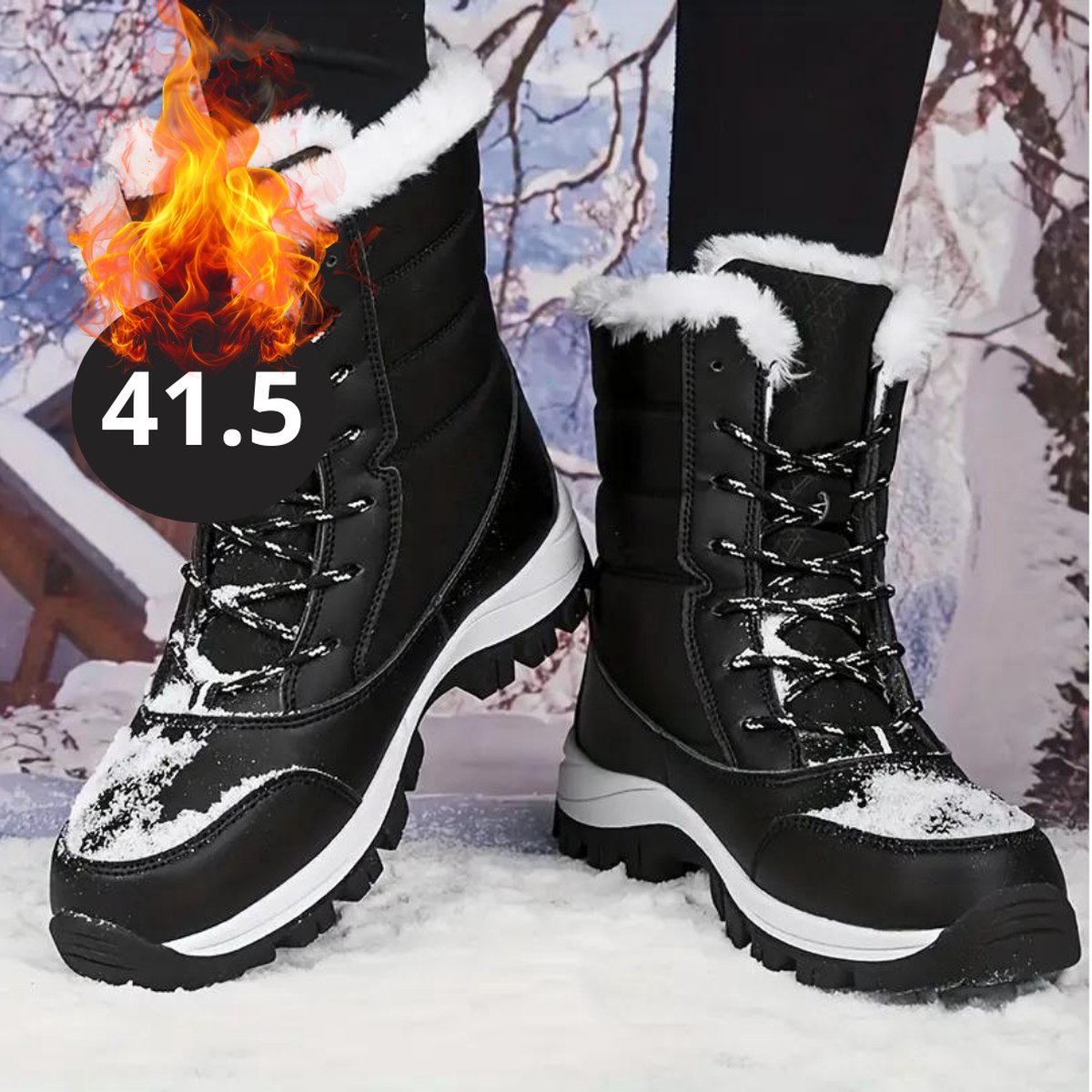 Bovista Snowboots Sneeuwschoenen Sneeuwboots Dames Wintersport Ski Skischoenen – 41.5 Hoog Zwart