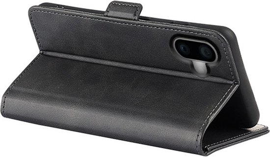 Mobiq - Étui portefeuille en cuir PU avec fermeture iPhone 16 - noir