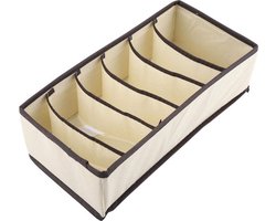 Doodadeals® - Ondergoed en Sokken Organizer - 6 vakken - Bruine Randen - Beige - 1 Stuk - Ondergoed Opbergsysteem - Sokken Organizer