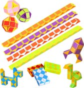 Partizzle 12x Fidget Toys Slangen Pakket - Puzzel Slang Uitdeelcadeautjes - Sensorisch / Educatief Klein Speelgoed - Grabbelton Traktatie Cadeautjes - Voor Kinderen & Peuters - Gekleurd