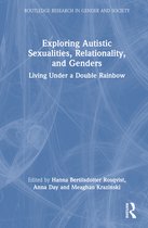 Boekomslag met de titel 'Exploring Autistic Sexualities, Relationality, and Genders: Living Under a Double Rainbow' op een blauwe achtergrond.