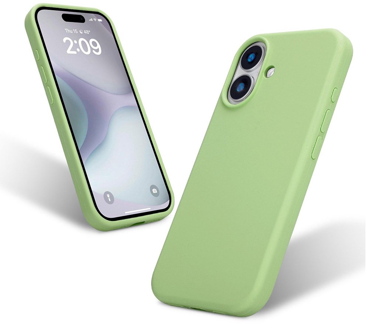 Liquid Silicone Hoesje geschikt voor iPhone 16 - mintgroen- Dagelijks gebruik - Duurzaam - Flexibel - Stijlvol en Comfortabel - Schokbestendig - Soft Touch Siliconen