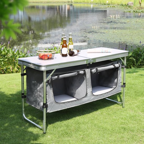Inklapbare Tafel - Luxe Camping tafel - Picknick Tafel - Tactical Klaptafel - 120x47x69,5 cm - Vouwtafel - Outdoor - Reizen - 4 Personen - Zwart van Tactical — afbeelding 4