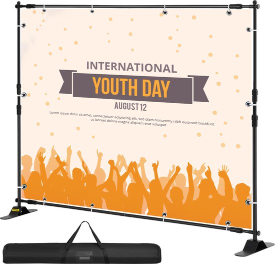 EliteNest® - Achtergrond Banner Stand - Verstelbare Hoogte & Breedte - Fotohokje - Beurs - 240 cm x 240 cm - Perfect voor Exposanten