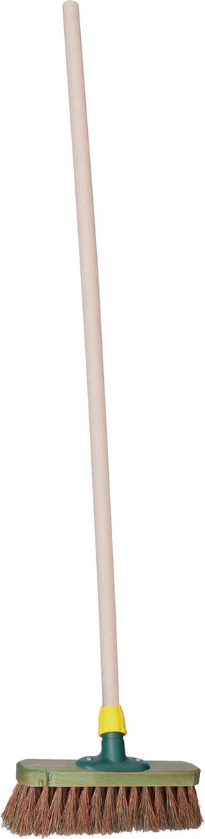 Brumag Straatbezem Greenwood voor buiten terrastegels en klinkers - Harde haren bezemkop 28 cm breed - Houten steel 120 cm