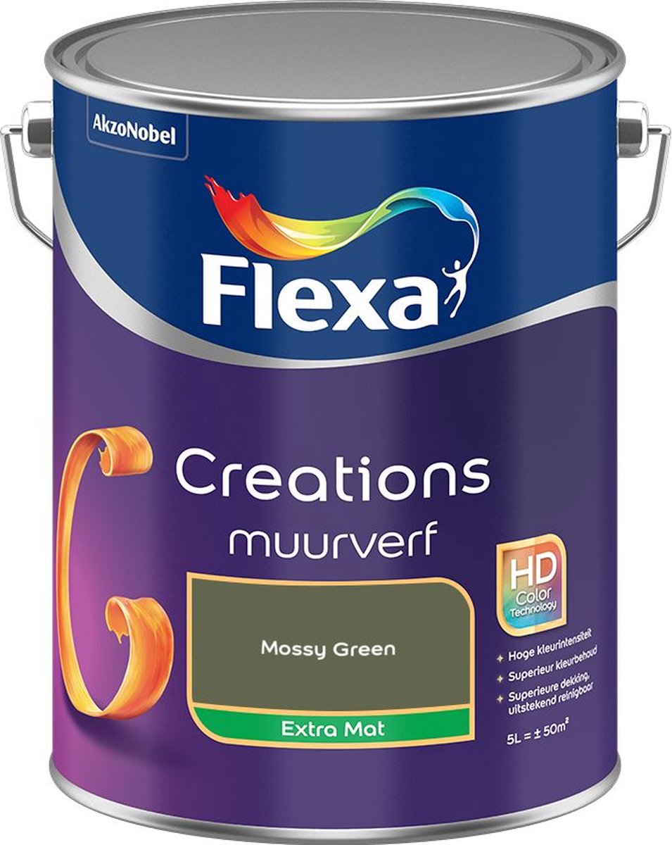 Flexa Creations Muurverf Extra Mat Mossy Green 5 L