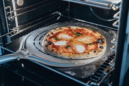 BIGHORN Gas Pizzaoven voor Buiten - Pizza Gourmet - Barbecue - Edelstaal - 30.5cm pizzasteen -temperatuurweergave tot 460 ° C - met Draagtas