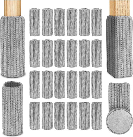 RCHYFEED Nieuwe Meubelbeen Sock, 24 STKS Stoel Sokken Hoge Elastische Vloerbeschermers Antislip voor Diameter van 1'' tot 2, Gebreide Meubels Voethoes, Vermijd Krassen, Verminderen Lawaai (Zwart