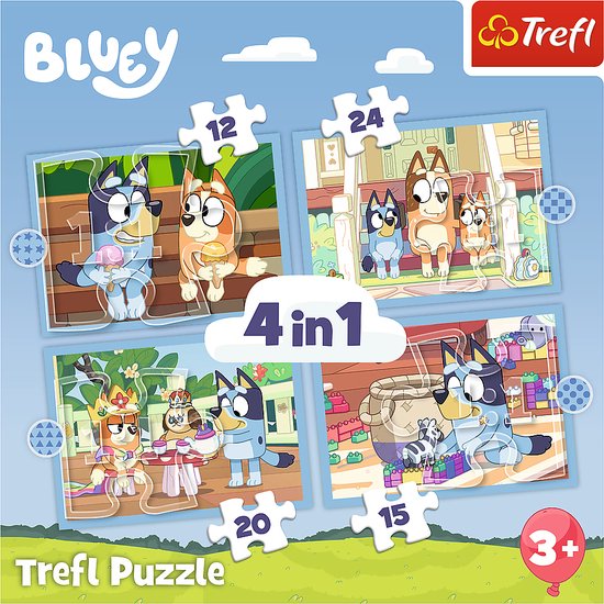 Trefl - Puzzles - "4in1 (12, 15, 20, 24)" - Bluey and his world / BBC ...