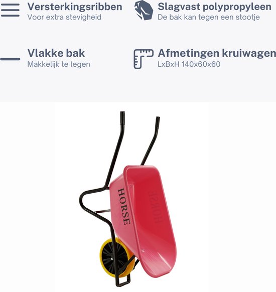 Horse Kruiwagen met antilek band -Gemonteerd geleverd - kruiwagen roze - kruiwagen 100 liter van Merkloos	 — afbeelding 4