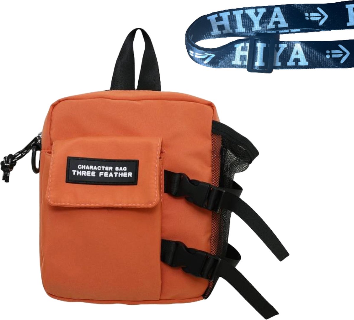 Heuptasje met fles houder - ideaal voor festival of vakantie - Fanny Pack - Schoudertas - Travel Bag - Hiya Reistas - Telefoontasje - Tasje - Wandelen - Paardrijden - Waterfles - Festicap - Crossbody - Fles Tas - Heuptas - Bottle Bag - Oranje