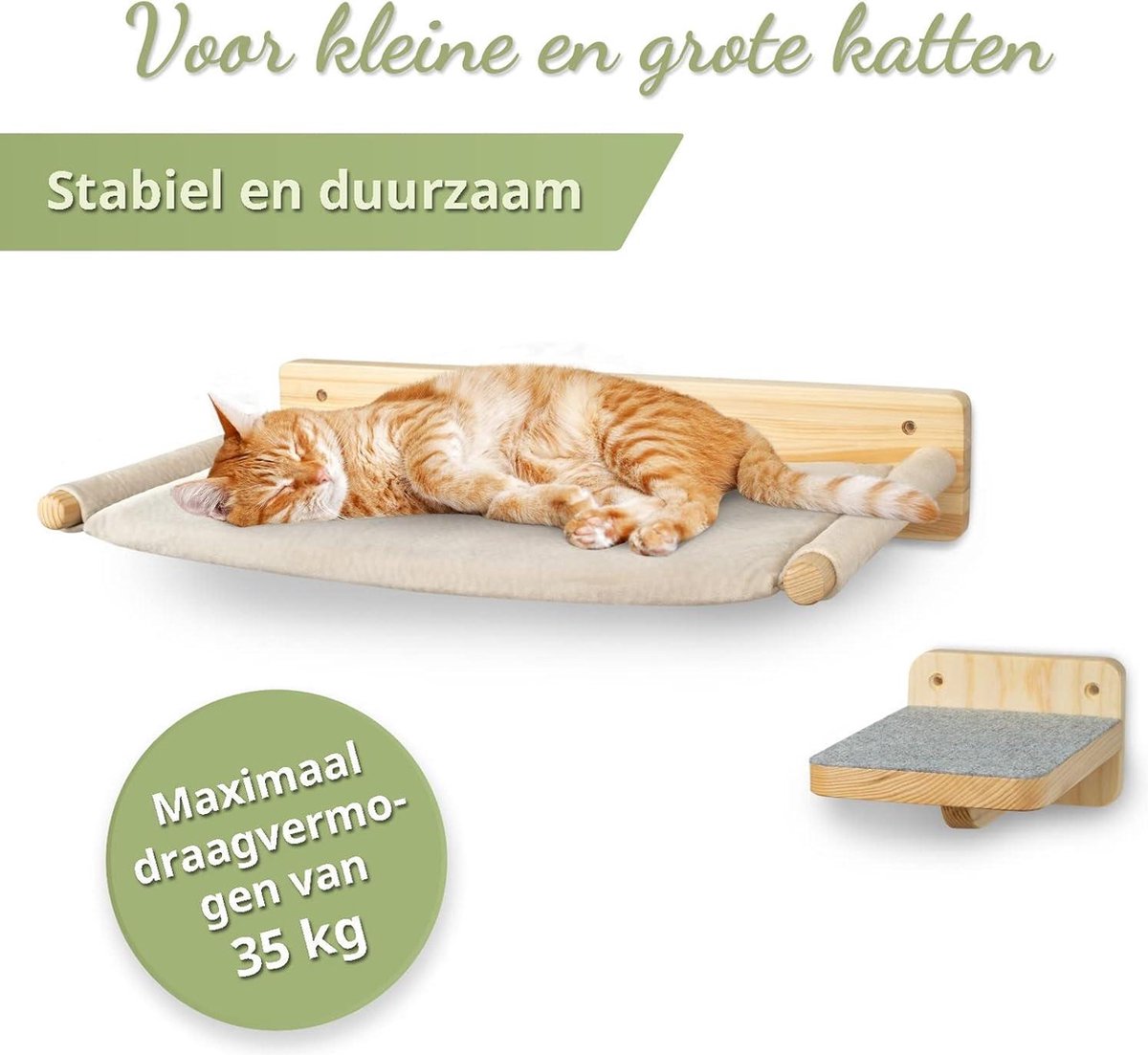 Kattenklimwand - 5-delig - Hangmat voor Katten aan de Muur - Anti Krab