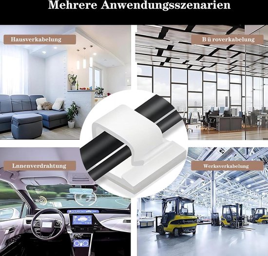 SZFUDIGO Kabelhouder, 49 stuks, zelfklevende wandkabelhouder, kabelhouder, kabelbevestiging, zelfklevend, wandhouder, bevestiging (wit