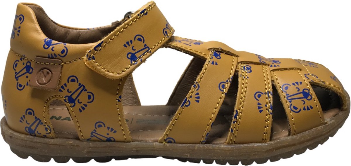 Naturino See – velcro gesloten lederen sandalen tijger print okergeel Donkergeel