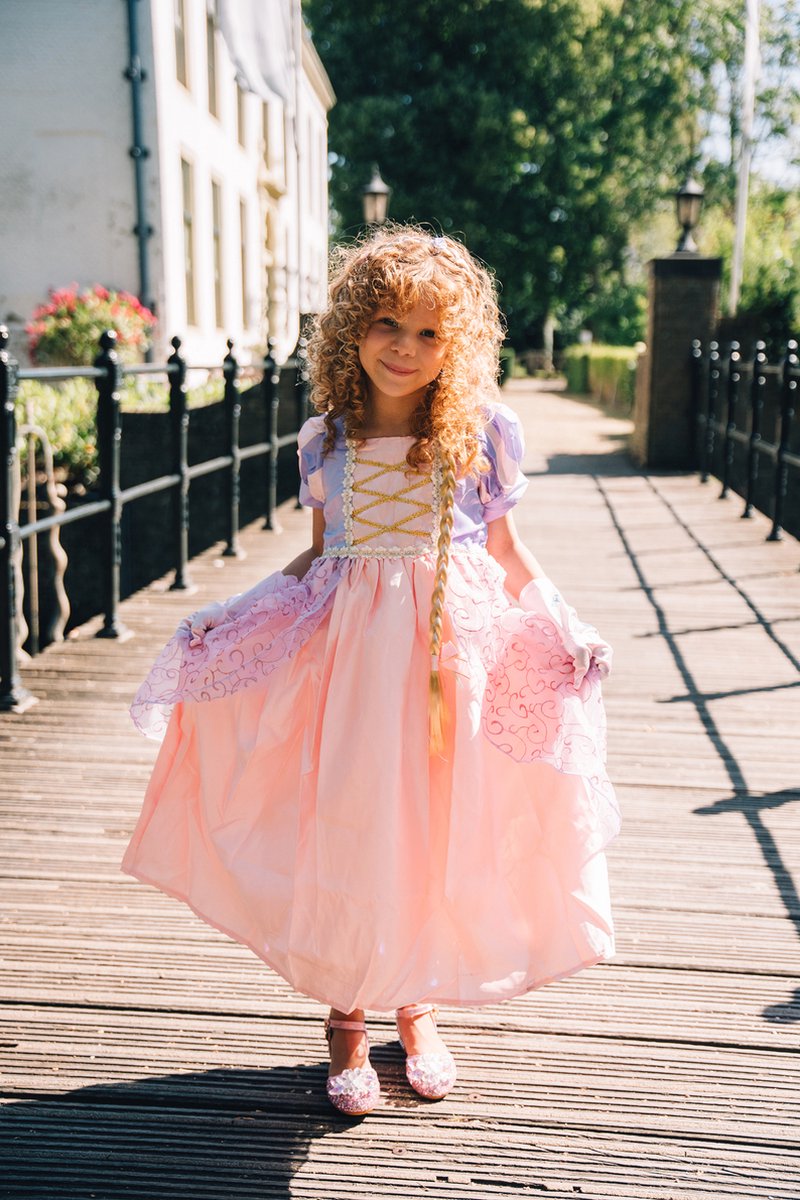 Het Betere Merk - Prinsessenjurk meisje - Roze / Paarse jurk - Verkleedkleding meisje - Carnavalskleding Kind - Kleed - Lange handschoenen - Haarband — afbeelding 4
