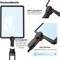 Vergrootglas met magnetische koppeling, USB-C poort en aan/uit-knop voor dimbare LED-verlichting.