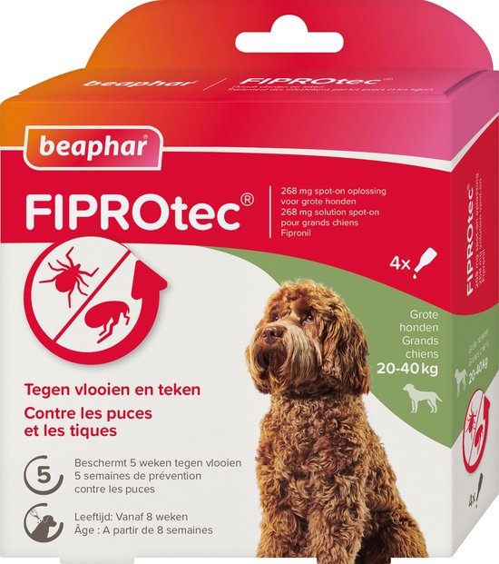 Beaphar Fiprotec Anti Teken- en Vlooiendruppels Hond 20 - 40 kg 4 stuks