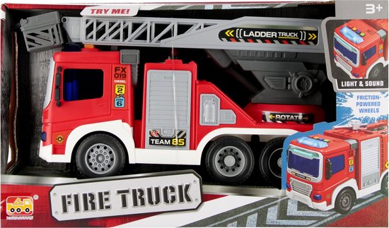 Speelgoedtruck voor transport voor 3-6 jaar, brandweer 7-in-1 met geluid en licht, vrachtwagen speelgoed voor kinderen, auto cadeau voor verjaardag, wrijvingskracht speelgoed voor jongens en meisjes 1
