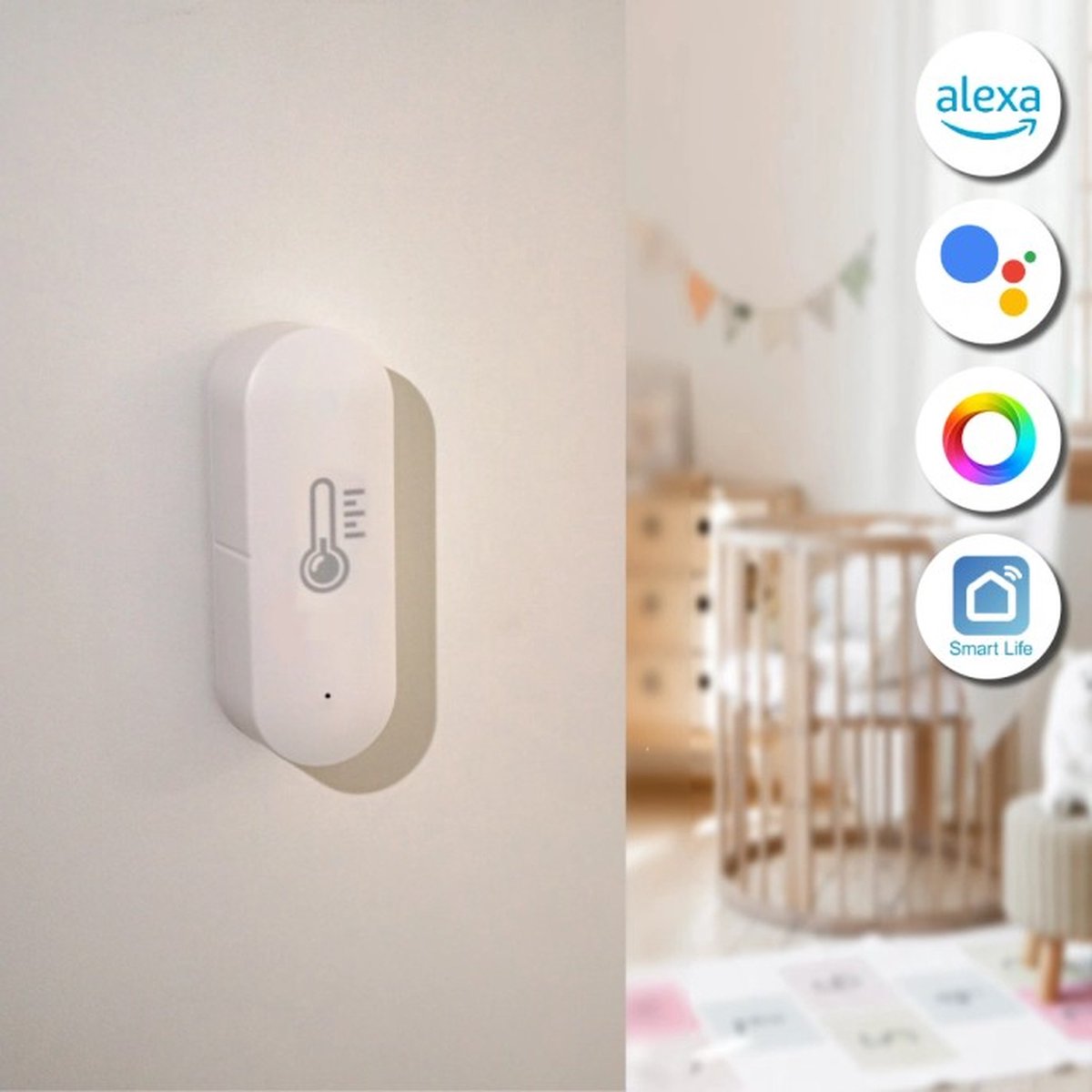 Comboss Zigbee temperatuur- en vochtigheidssensor, draadloze binnen- en buitentemperatuur- en vochtigheidssensor met meldingen op afstand en compatibel met de Tuya-app (1 stuk