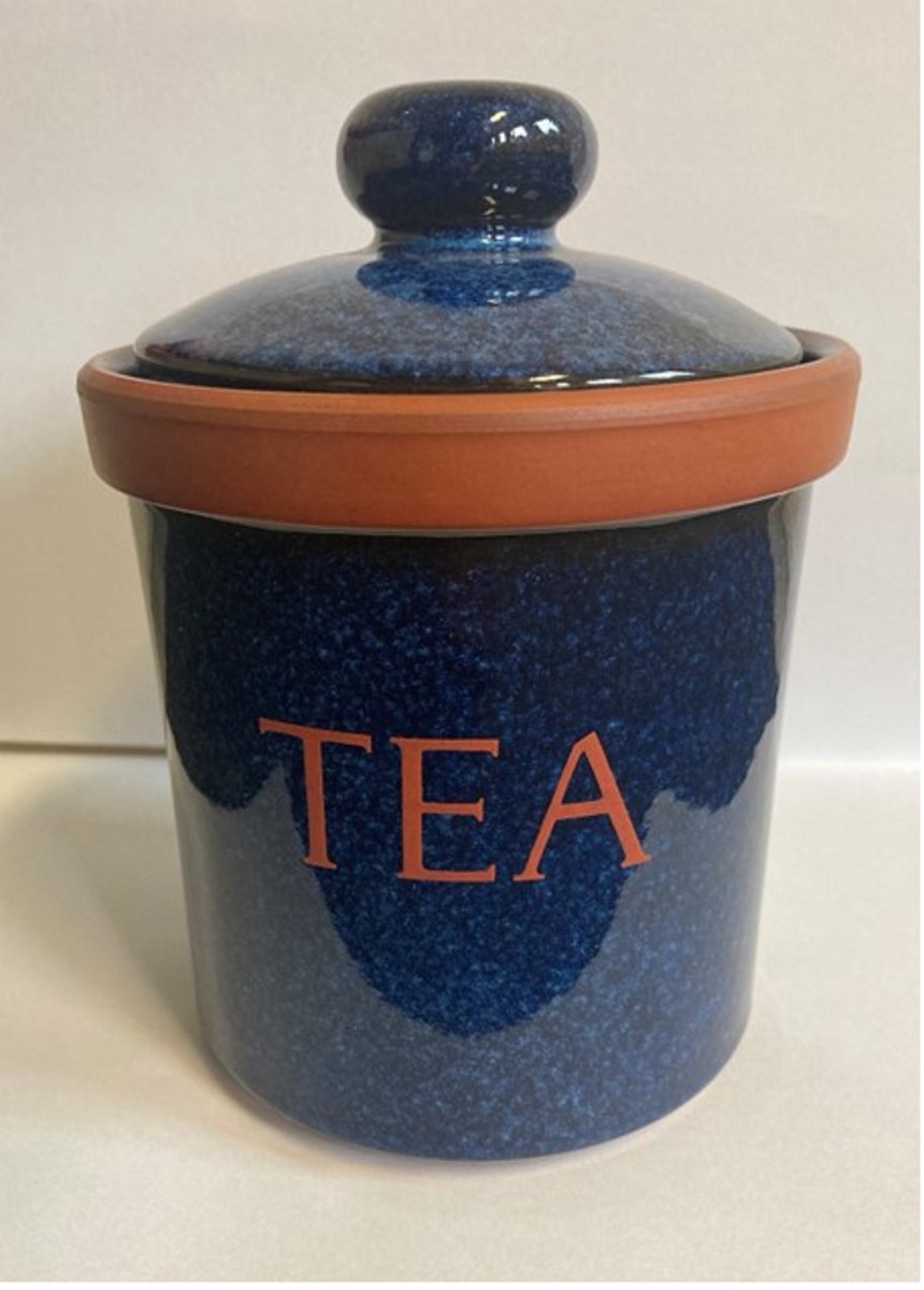 Henry Watson Pottery Suffolk Tableware VINTAGE Thee voorraad pot OP=OP Donker blauw collectors vintage item