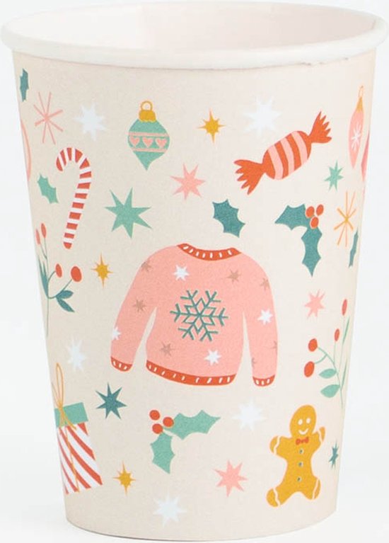 Gobelets en carton Noël - 8 pièces - 205 ml - Noël - mon petit jour