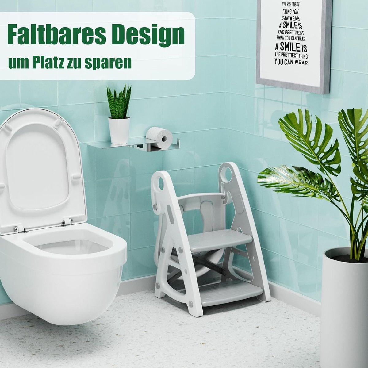 Reducteur De Lit Bebe Siège Apprentissage Propreté Avec Marchepied - Chaise WC Pliante Enfant - Blanc Réducteur Toilette Enfant