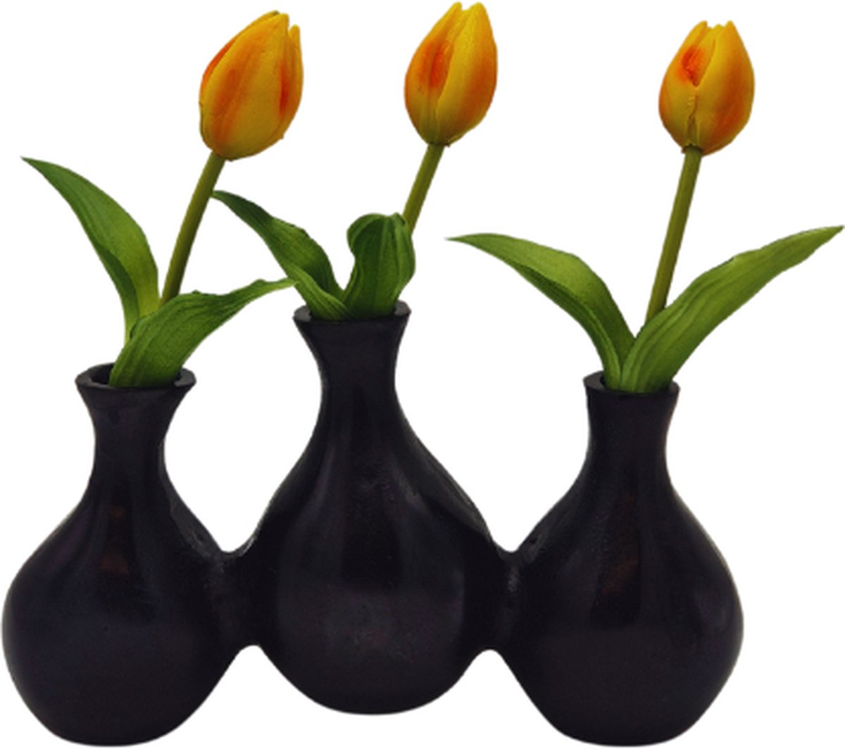 Deco4yourhome® - Tulpenvaas - 3 openingen - Zwart - Black - Triple