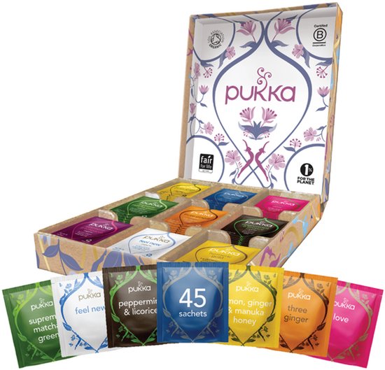 Pukka Original Selection Box - Biologische Kruidenthee - 45 theezakjes - 9 verschillende smaken - Leuk als verjaardagscadeau - Theedoos - Geschenkverpakking