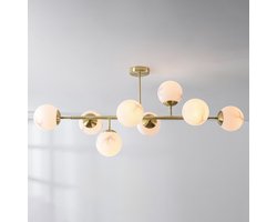 LumenXL – Design plafondlamp Osem – Goud – Marmerlook glas – 8-lichts