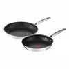 Tefal G732S255 Lot de 2 réchauds 24/28 cm, induction, extérieur inox, intérieur antiadhésif, duetto