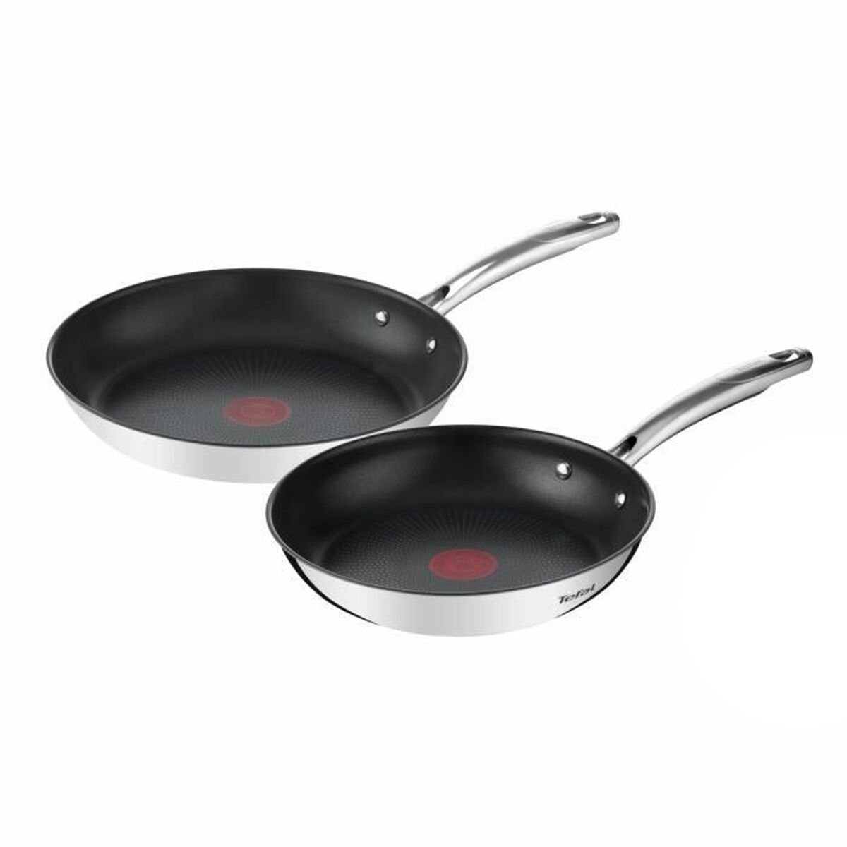 Tefal Duetto - Set van 2 koekenpannen 24/28 cm inductie roestvrijstalen buitencoating Antibaklaag - G732S255