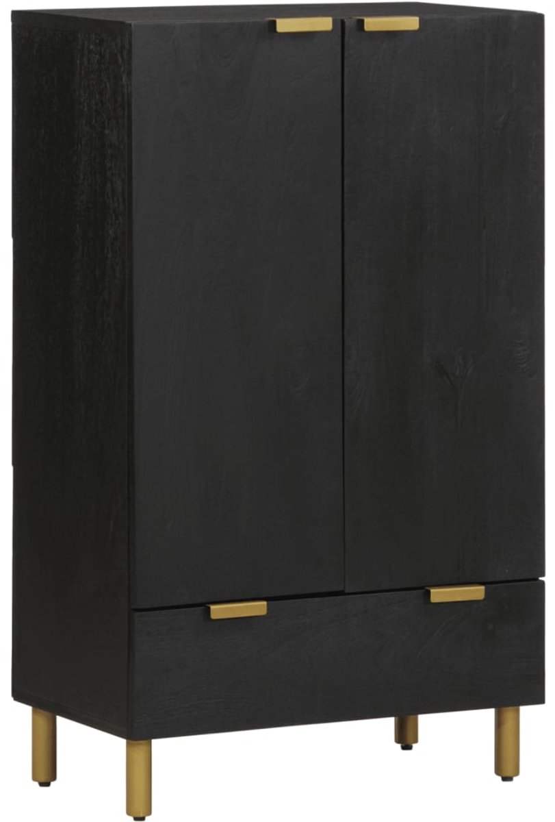 vidaXL - Hoge - kast - 60x33x100 - cm - bewerkt - hout - zwart