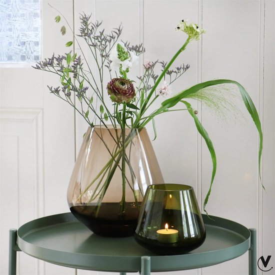 Vaas Tasman | Medium | Taupe | Mondgeblazen glas | Ø26 x H28 cm