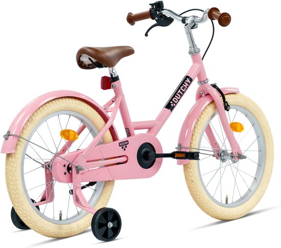 Nogan Dutchy Kinderfiets 18 Inch - Met Zijwieltjes - Verstelbaar Stuur & Zadel - Terugtraprem & V-Brake - Glans Roze van Nogan — afbeelding 2