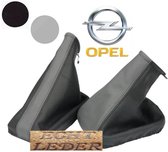 Soufflet de levier de vitesse et de frein à main en cuir véritable Opel Tigra Twin Top (années 2004-2010) Zwart/ Grijs