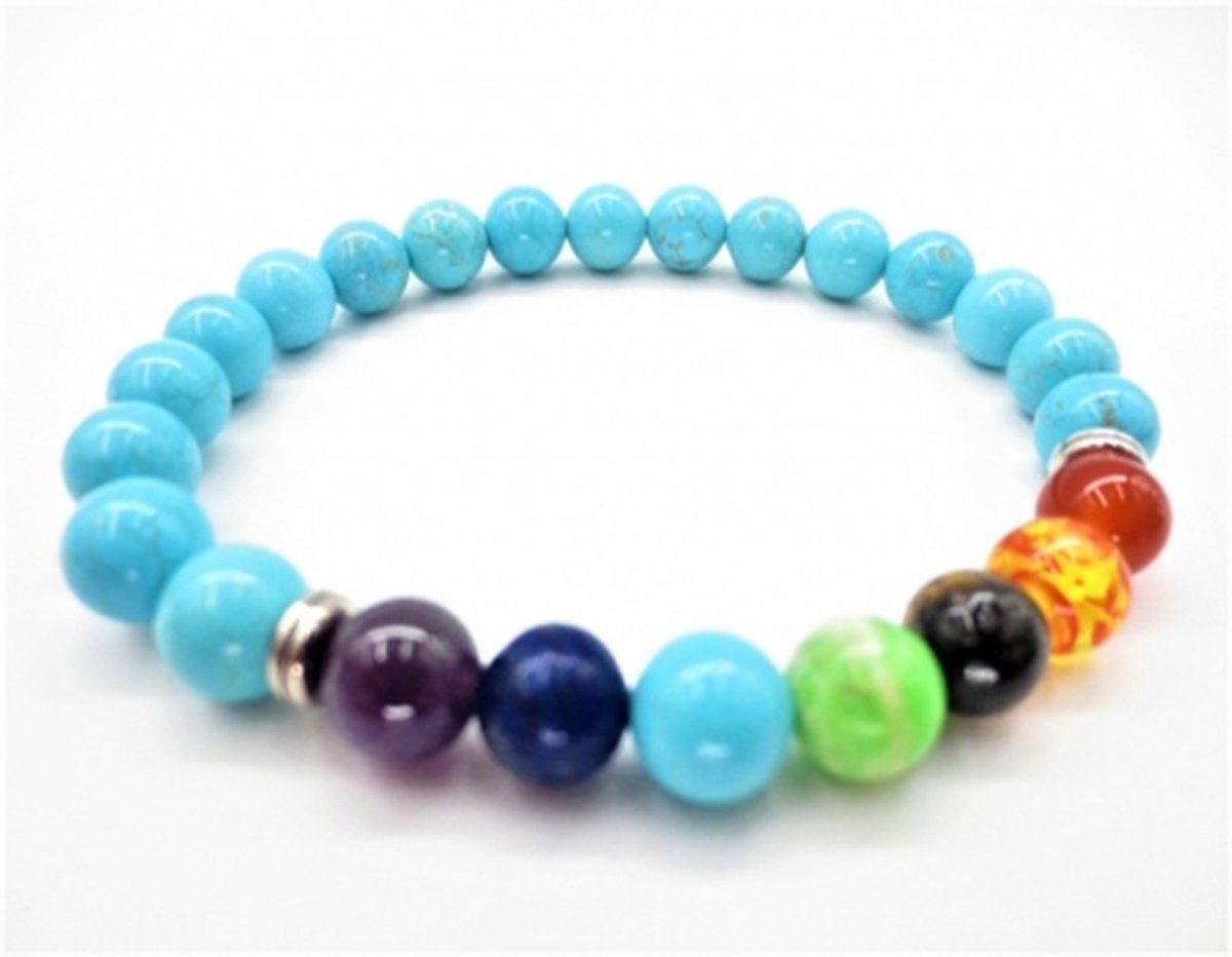 Chakra armband Turquoise - 8 mm kralen - in geschenkdoosje
