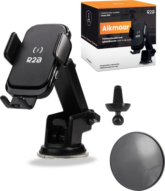 R2B Telefoonhouders Auto Zuignap met Draadloze Oplader + Dashboardpad - Raam/Dashboard/Ventilatie - Gsm Houder Auto - Autohouder - Telefoonhouder Auto - Mobiel Houder Auto - Telefoon Houder - Auto Telefoonhouder - Phone Holder Car