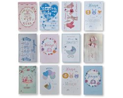 12 Cards & Crafts Luxe Geboortekaartjes - Geboorte wenskaarten Zoon / Dochter - 12x17cm - Gevouwen kaarten met enveloppen