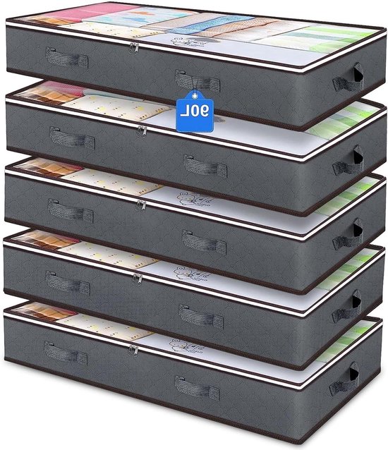 Mrs. Jones 3 stuks 75 l opbergdozen voor onder het bed- kledingtassen