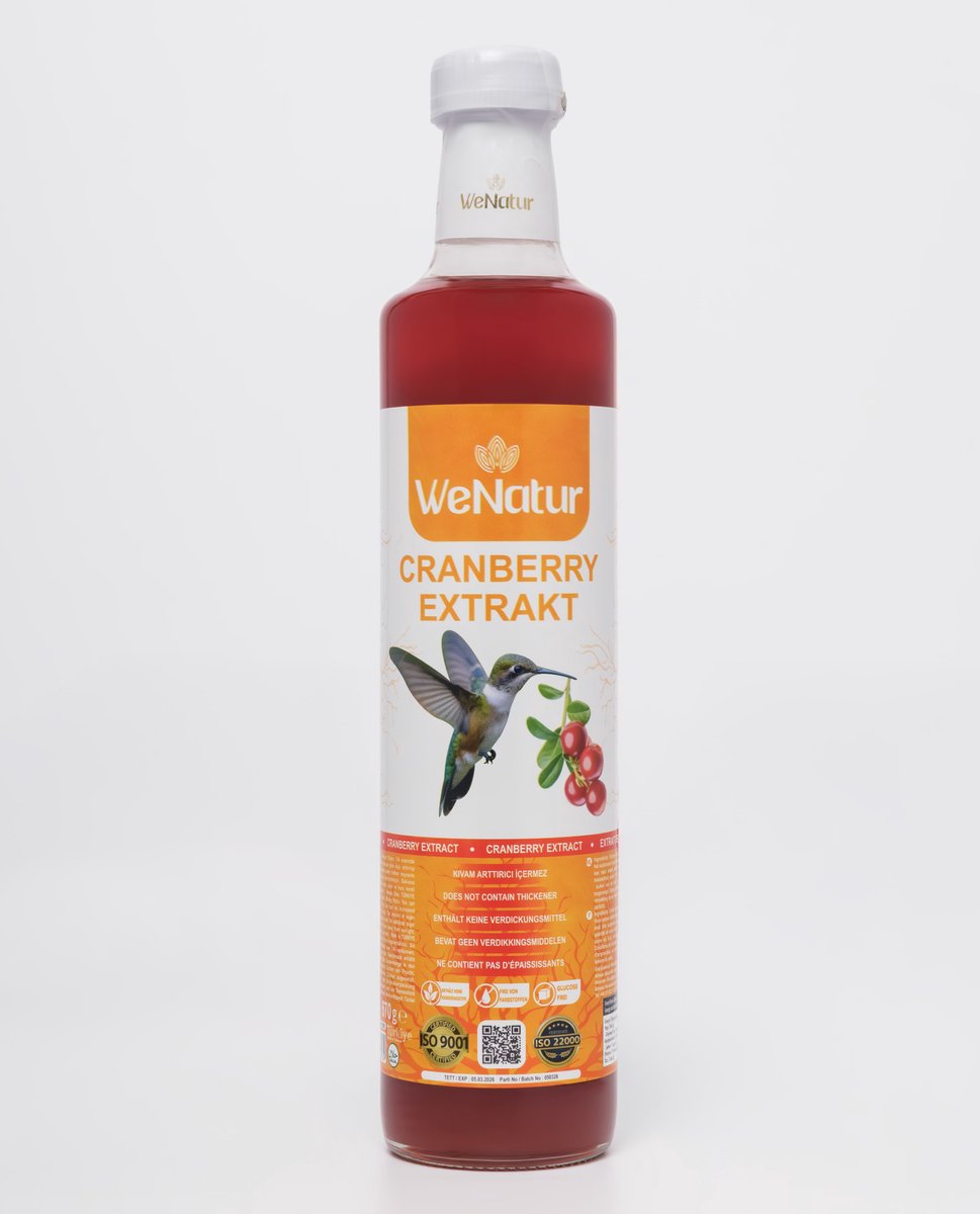 WeNatur Cranberrysiroop – 100% Natuurlijk, Rijk aan Antioxidanten en Ondersteunt de Gezondheid – Kızılcık Özü - 670g