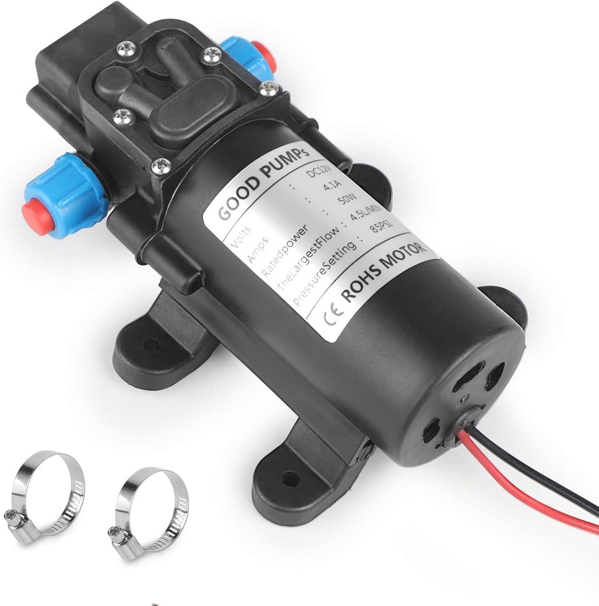 Zelfaanzuigende Waterpomp 12V 4,5 l/min - Membranen Pomp met Drukschakelaar voor Caravan en Tuin